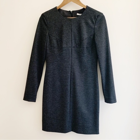 Diane Von Furstenberg Clean Lee Wool Sheath Dress 4 Grey Long Sleeve - Picture 8 of 8